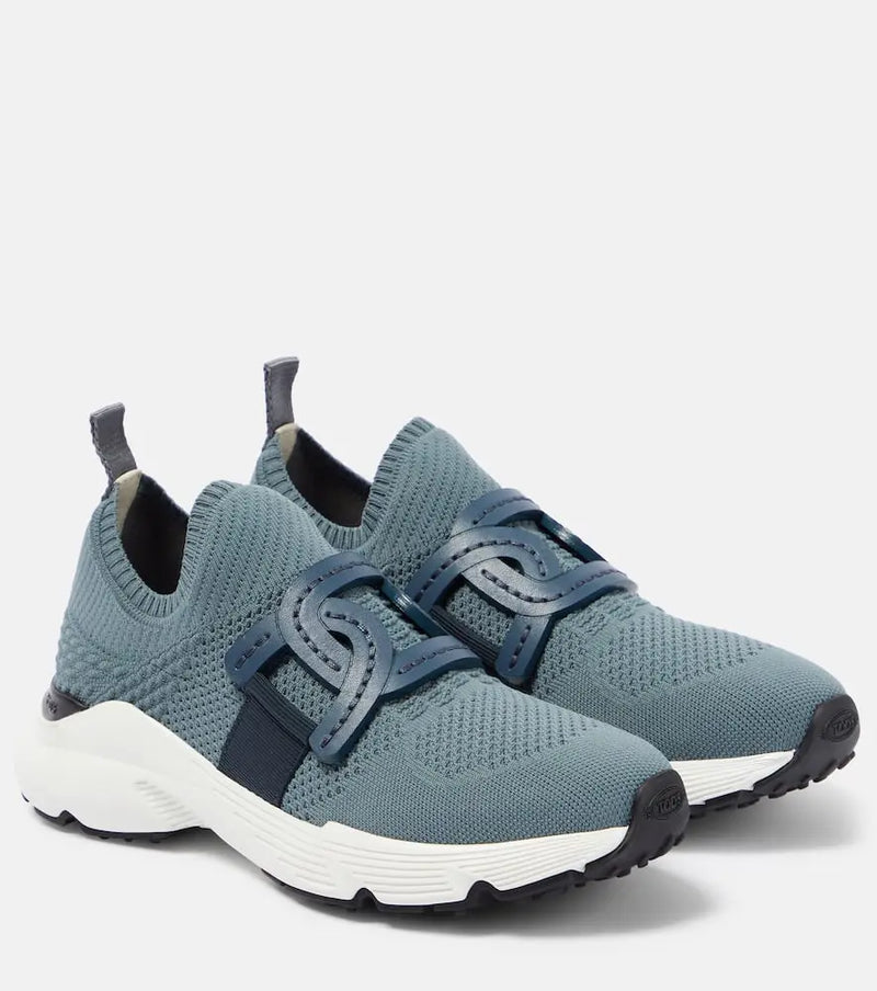 Tod's Kate leather-trimmed knit sneakers | LYBSTORE