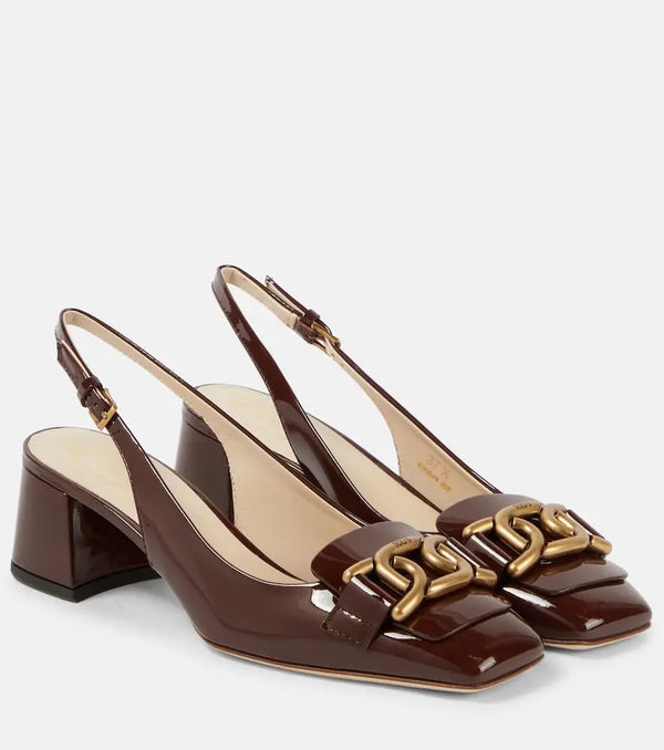 Tod's Kate patent leather slingback pumps | LYBSTORE