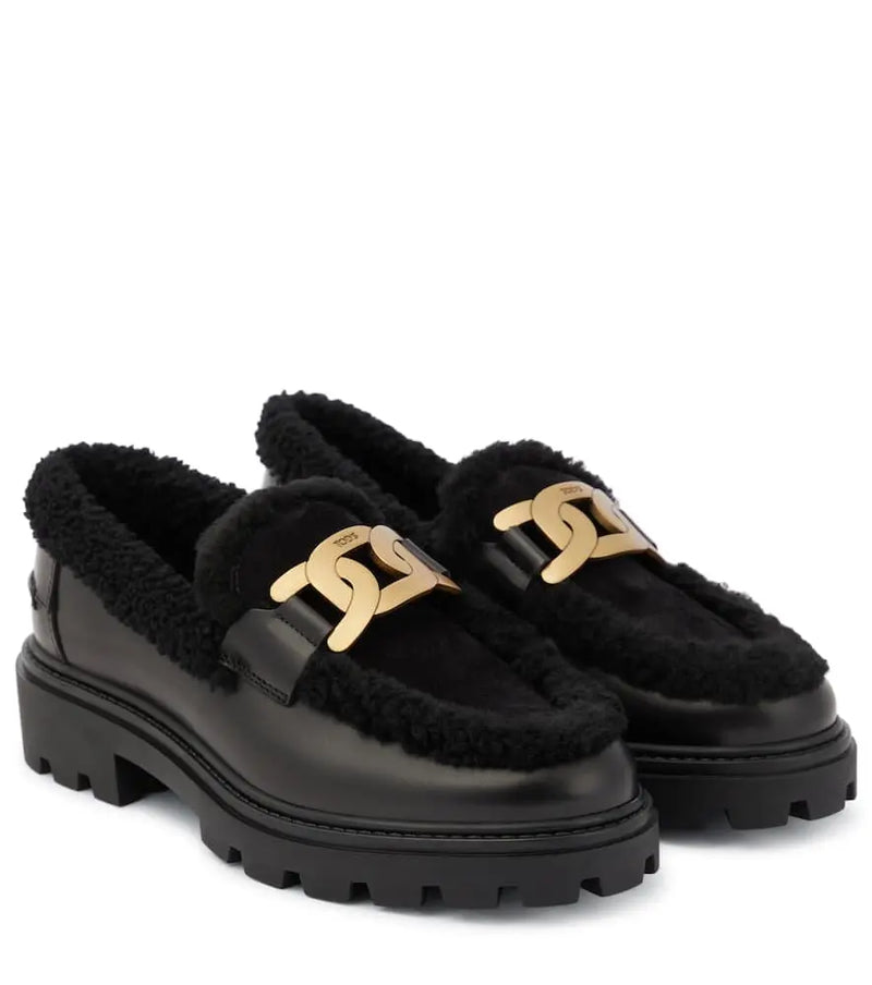 Tod's Kate shearling and leather loafers | LYBSTORE