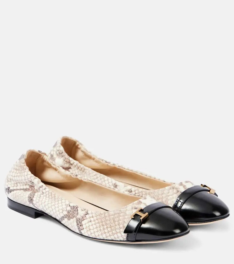 Tod's Snake-effect leather ballet flats | LYBSTORE