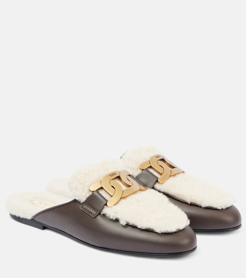 Tod's Catena shearling-lined leather mules