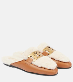 Tod's Catena shearling-lined leather slippers