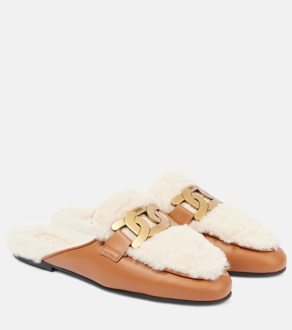 Tod's Catena shearling-lined leather slippers