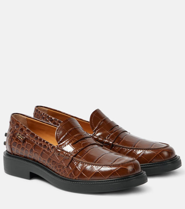 Tod's Croc-effect leather penny loafers