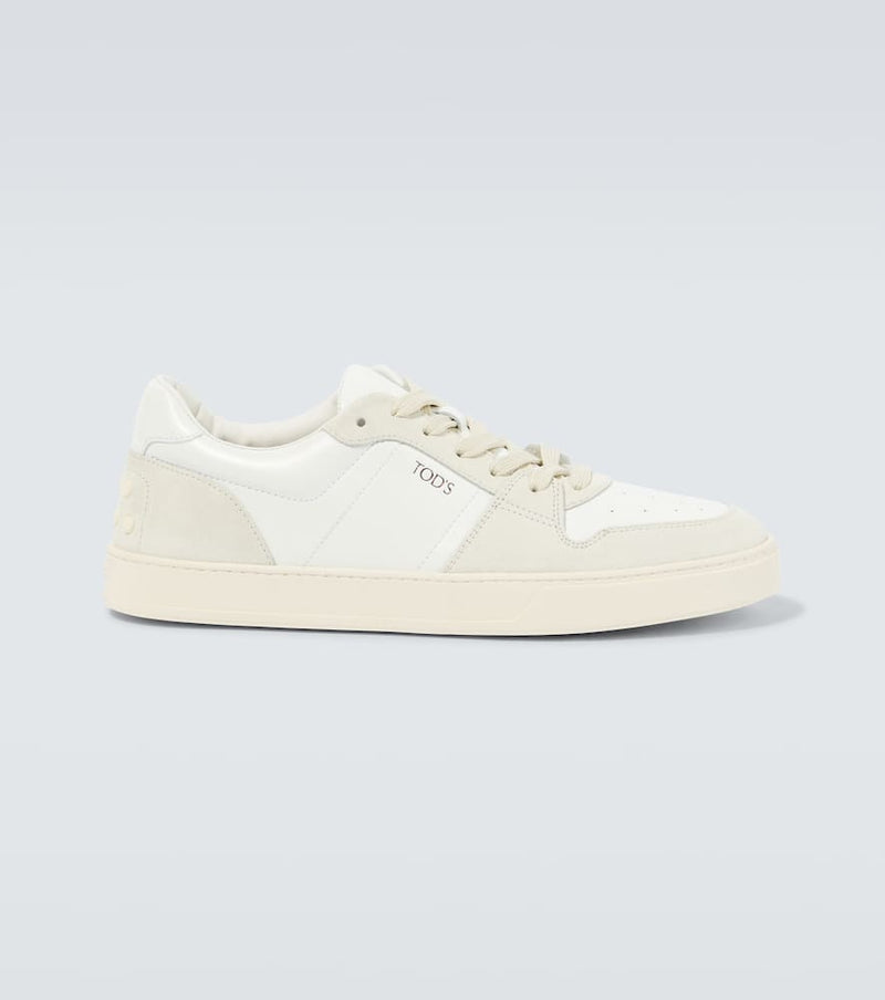 Tod's Logo suede-trimmed leather sneakers