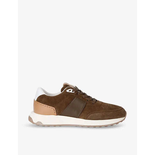 Tods Luxury panelled suede and leather low-top trainers | Tods