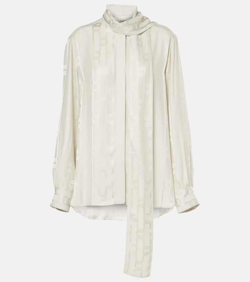 Tod's Scarf-detail satin jacquard blouse