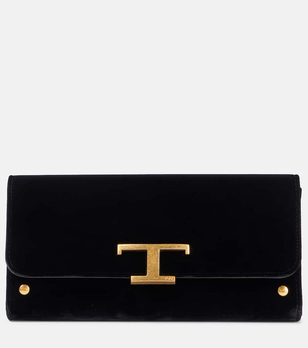 Tod's T Timeless Small velvet wallet on chain