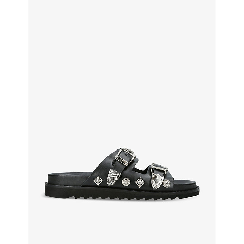 Toga Virilis Stud-embellished backless leather sliders