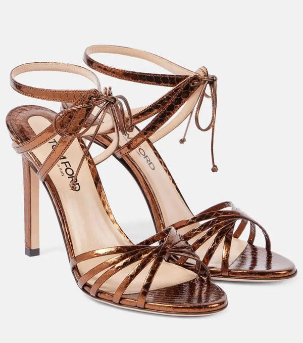 Tom Ford Angelica 105 snake-effect leather sandals | LYBSTORE