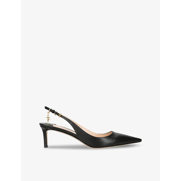 Tom Ford Angelina logo-charm leather slingback courts