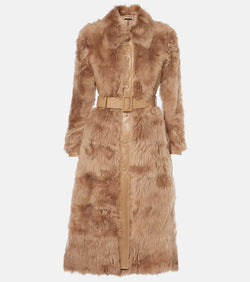 Tom Ford Belted shearling and leather coat