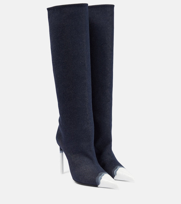 Tom Ford Bleached denim knee-high boots