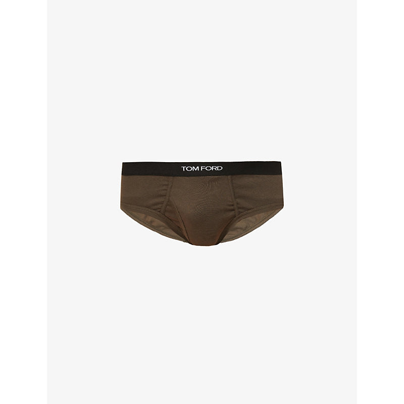  Tom Ford Branded-waistband fitted stretch-cotton briefs