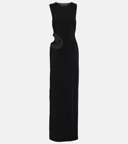 Tom Ford Cutout leather-trimmed gown