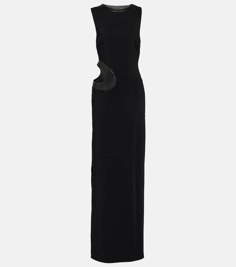 Tom Ford Cutout leather-trimmed gown