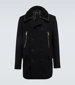 Tom Ford Faux shearling-trimmed peacoat