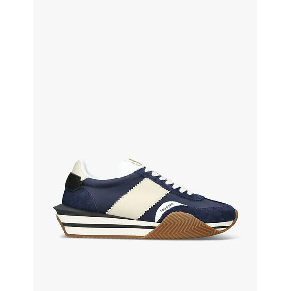 Tom Ford James logo-print leather and suede low-top trainers