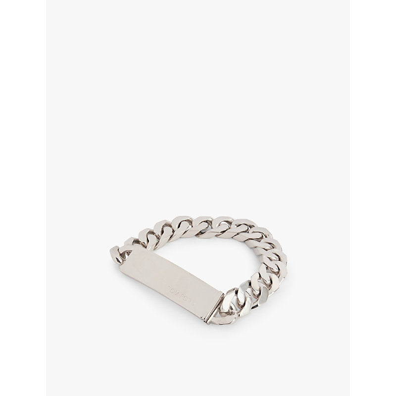 Mens Tom Ford Logo-engraved palladium-plated brass chain bracelet