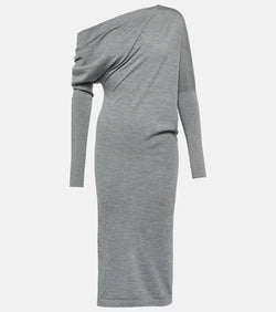 Tom Ford Off-shoulder cashmere and silk midi dress | LYBSTORE