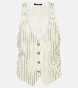 Tom Ford Pinstripe wool and silk-blend vest | LYBSTORE