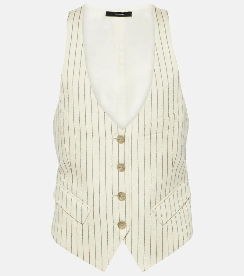 Tom Ford Pinstripe wool and silk-blend vest | LYBSTORE