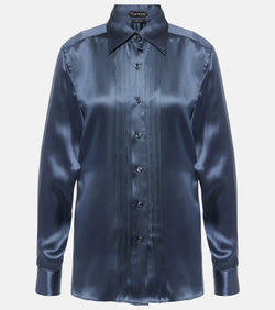 Tom Ford Plissé silk charmeuse shirt | LYBSTORE