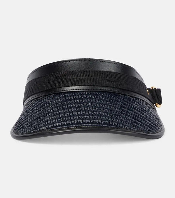 Tom Ford Raffia leather-trimmed visor | LYBSTORE