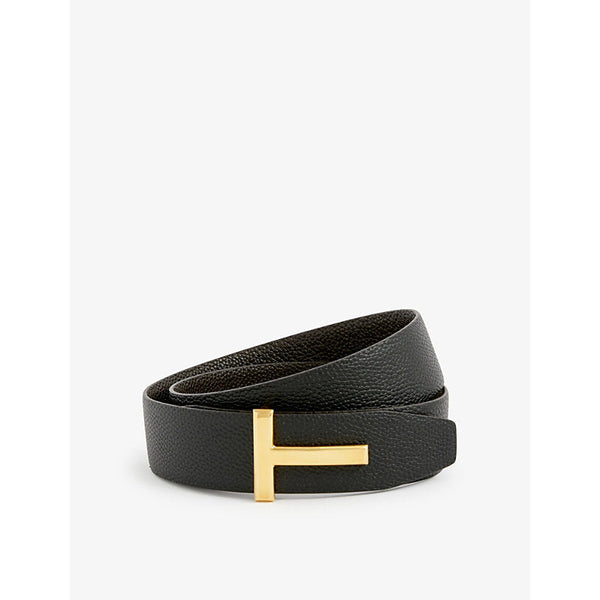 Tom Ford Reversible T logo grained-leather belt