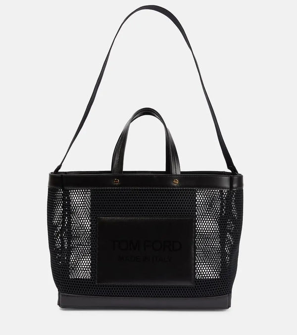 Tom Ford T Screw Large leather and mesh tote bag | LYBSTORE