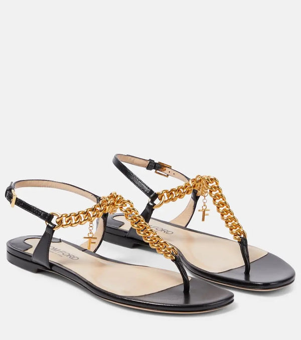 Tom Ford Zenith embellished leather thong sandals