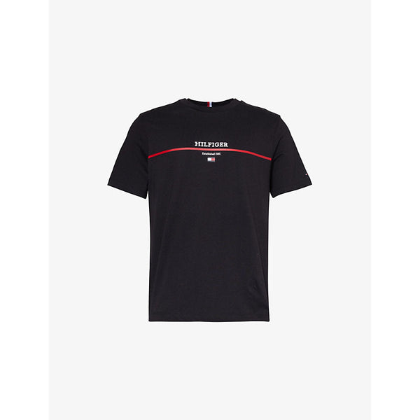 Mens Tommy Hilfiger Logo-embroidered short-sleeve cotton-jersey T-shirt