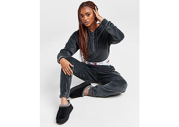 Tommy Jeans Velour Crop Hoodie Grey