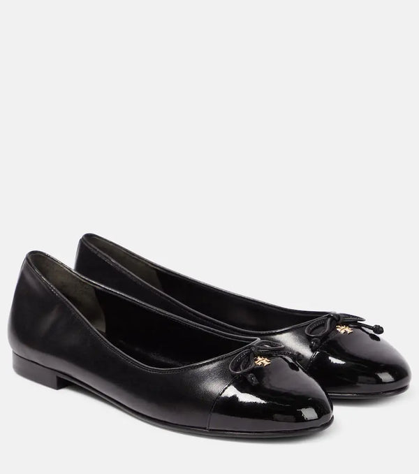 Tory Burch Bow-detail leather ballet flats | LYBSTORE