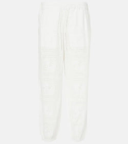 Tory Burch Broderie anglaise cotton cropped pants | LYBSTORE