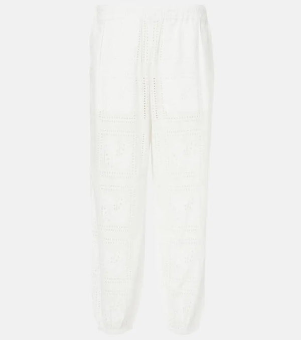 Tory Burch Broderie anglaise cotton cropped pants | LYBSTORE