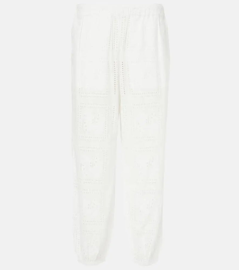 Tory Burch Broderie anglaise cotton cropped pants | LYBSTORE