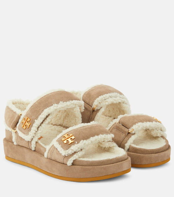 Tory Burch Kira faux fur-trimmed suede sandals