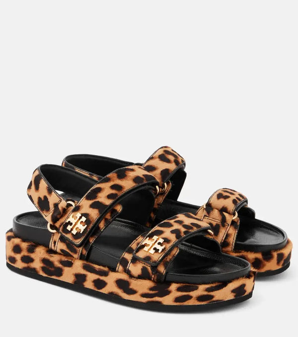 Tory Burch Kira leopard-print calf hair platform sandals