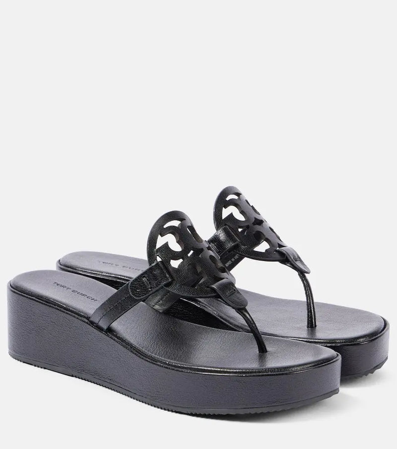 Tory Burch Miller leather platform thong sandals | LYBSTORE