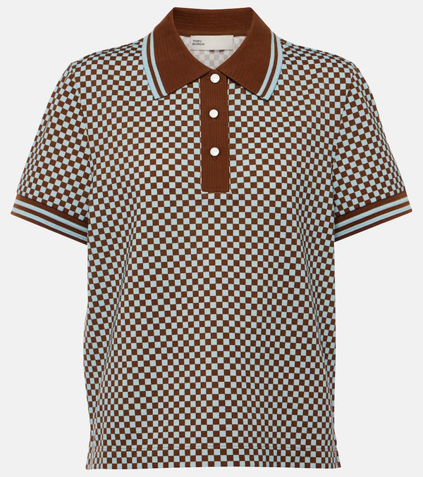 Tory Sport Checked cotton piqué polo shirt