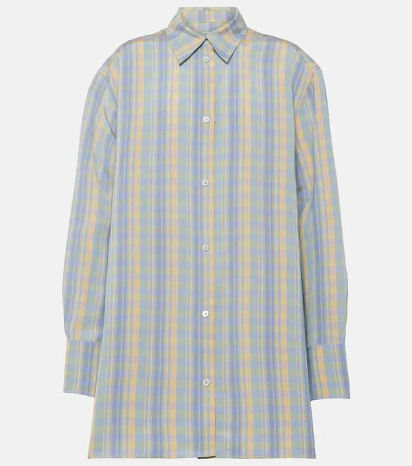 Toteme Checked oversized linen-blend shirt | LYBSTORE