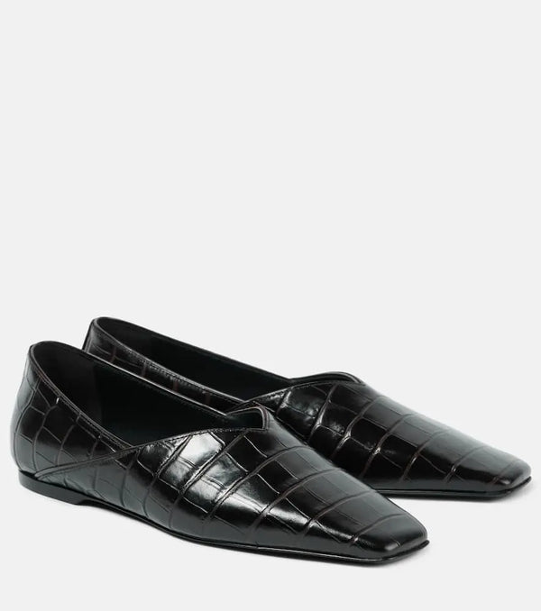 Toteme Croc-effect leather flats | LYBSTORE