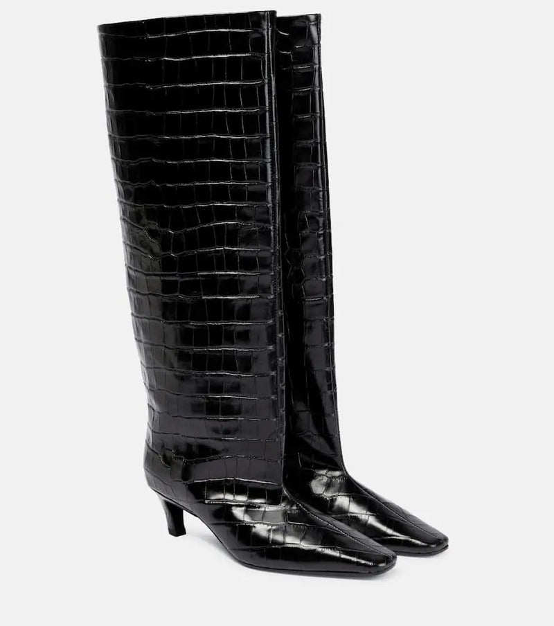 Toteme Croc-effect leather knee-high boots | LYBSTORE