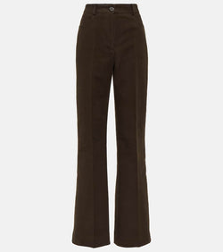 Toteme High-rise velour straight pants