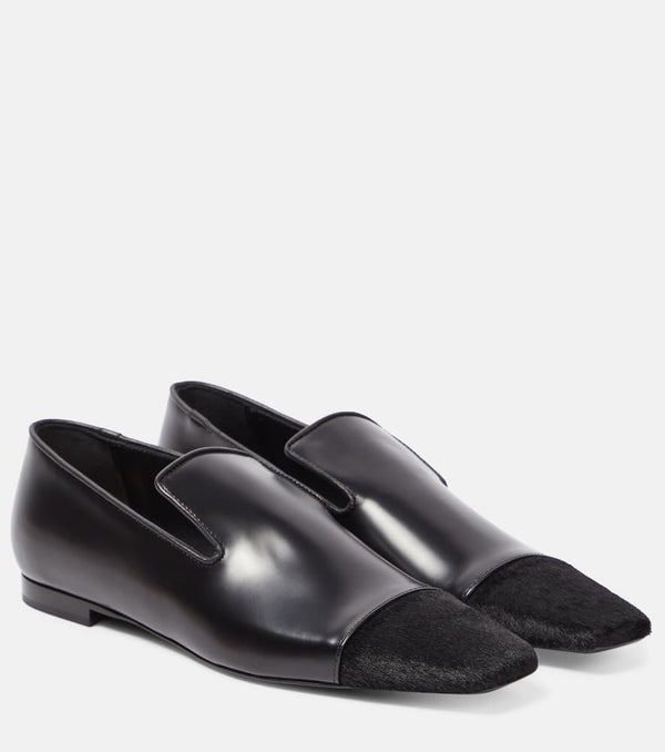 Toteme Leather and calf hair loafers