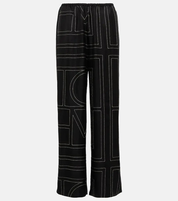 Toteme Logo wide-leg silk pants | LYBSTORE