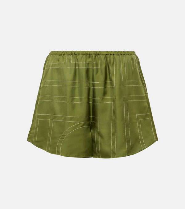 Toteme Monogram silk satin pajama shorts | LYBSTORE