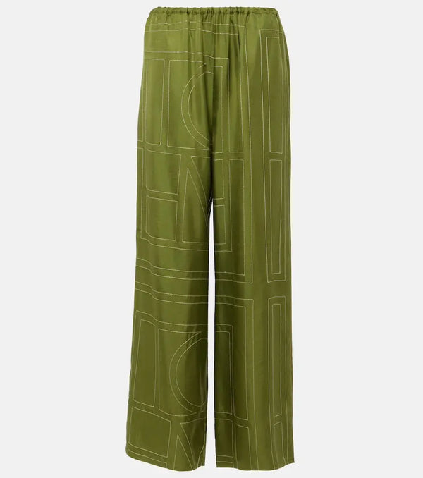 Toteme Monogram silk twill pajama pants | LYBSTORE