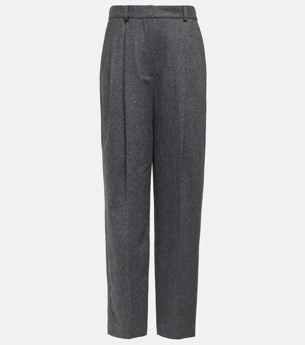 Toteme Pleated wool-blend straight pants | LYBSTORE